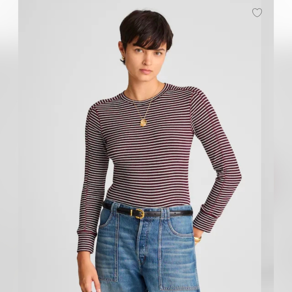 Madewell Blue and White Striped Knit Top